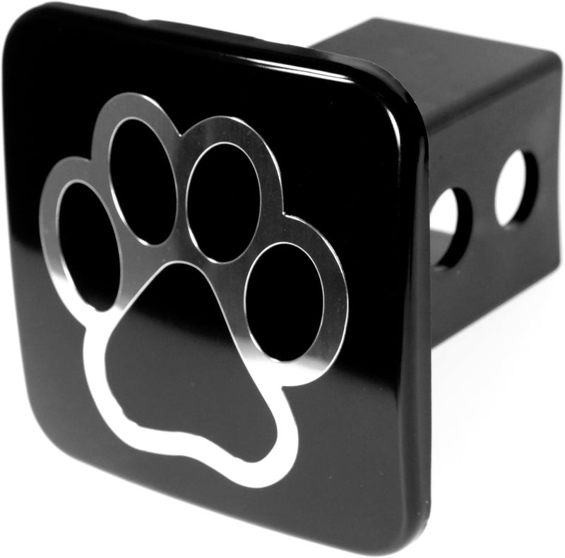 eVerHITCH Dog Paw Print Tube Plug Hitch Cover (Black and Chrome, Fits 2" Receiver) - Image 1